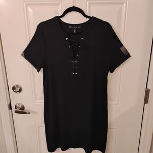 White House Black Market Black Lace-Up Dress